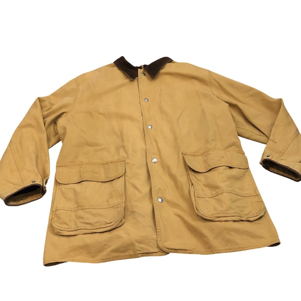 Woolrich Barn Jacket 2XL Saddle Tan Canvas Blanket Wool Lined Corduroy Collar
